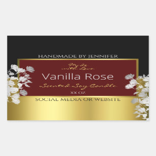 Pegatina Rectangular Flores plateadas de productos florales de oro de B