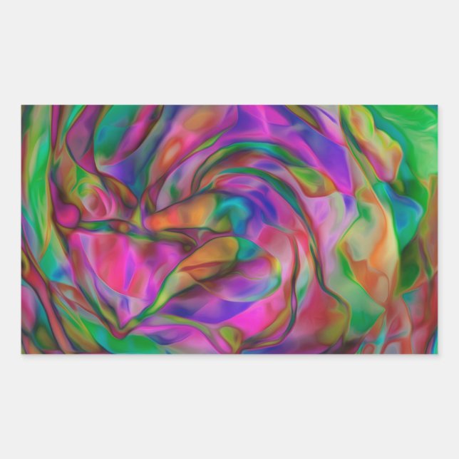 Pegatina Rectangular Flores psicodélicas (Anverso)