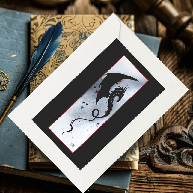 Pegatina Rectangular Flores rojas azules Dragón negro (Subido por el creador)