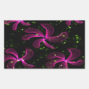 Pegatina Rectangular Flores rosadas