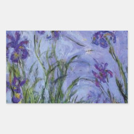 Pegatina Rectangular flores vintage lilac irises 1917 Monet flora arte
