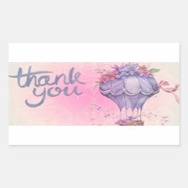 Pegatina Rectangular flores y globo aerostático gracias 