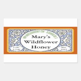 Pegatina Rectangular Flores y manitas ornamentales Honey Jar
