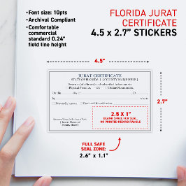 Pegatina Rectangular FLORIDA Certificado de Juramento Notarial Document