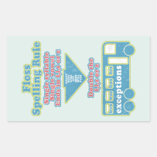 Pegatina Rectangular Floss Rule Phonics Learning English Language