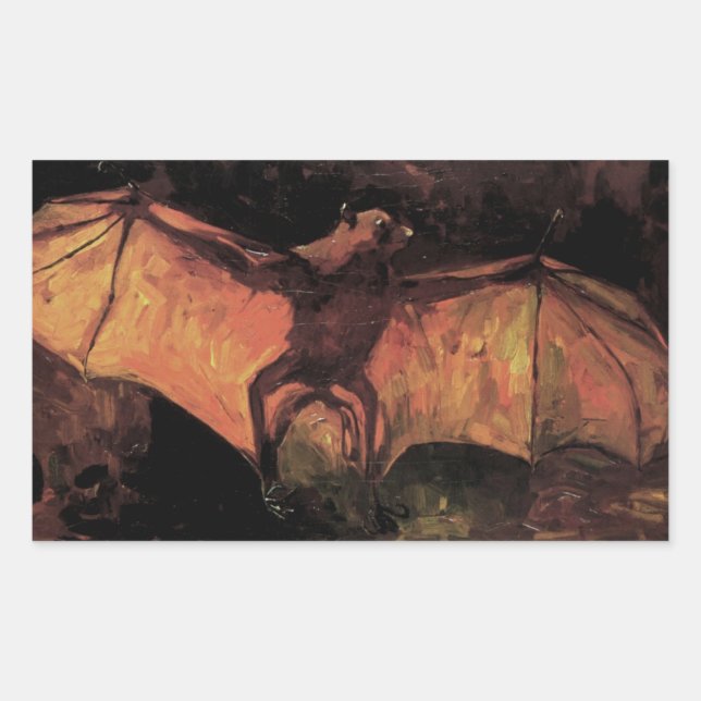 Pegatina Rectangular Flying Fox Bat de Vincent van Gogh (Anverso)