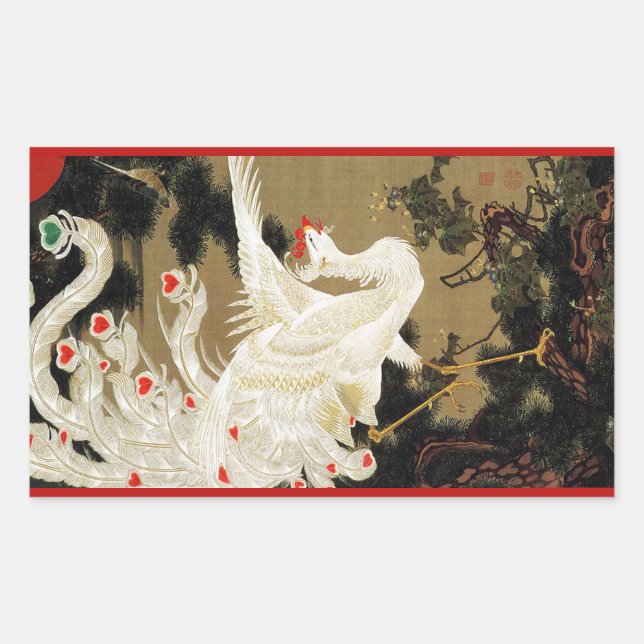 Pegatina Rectangular FLYING LOVE PHOENIX,Feathers,Hearts Valentine Day (Anverso)