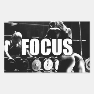 Pegatina Rectangular FOCUS - Motivación del entrenamiento de mujeres