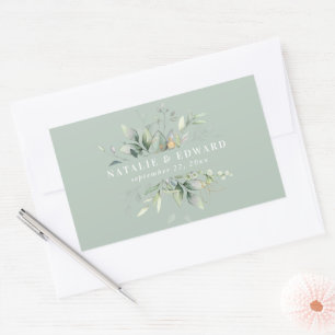 Pegatina Rectangular Folleto acuarela favor de boda rectangular