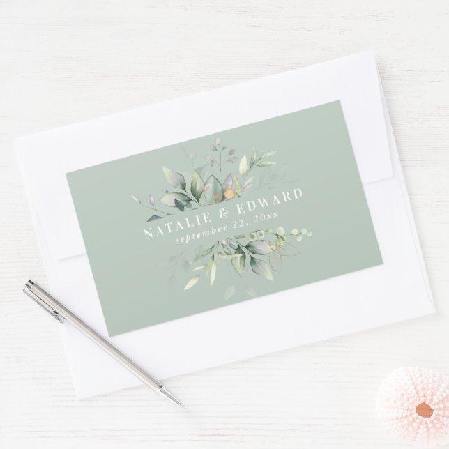 Pegatina Rectangular Folleto acuarela favor de boda rectangular (Sobre)
