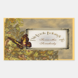 Pegatina Rectangular Folleto de Ilustracion de mariposa estilo vintage