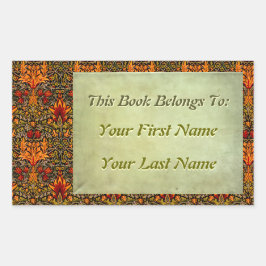 Pegatina Rectangular Folletos personalizados con florido saturado para