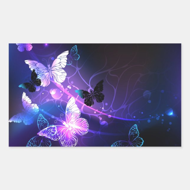 Pegatina Rectangular Fondo con mariposas nocturnas (Anverso)