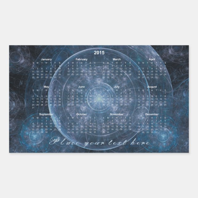 Pegatina Rectangular Fondo Cosmos 001 - Calendario 2015 (Anverso)