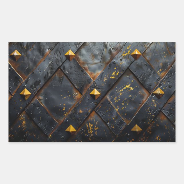 Pegatina Rectangular Fondo de acero quemado (Anverso)
