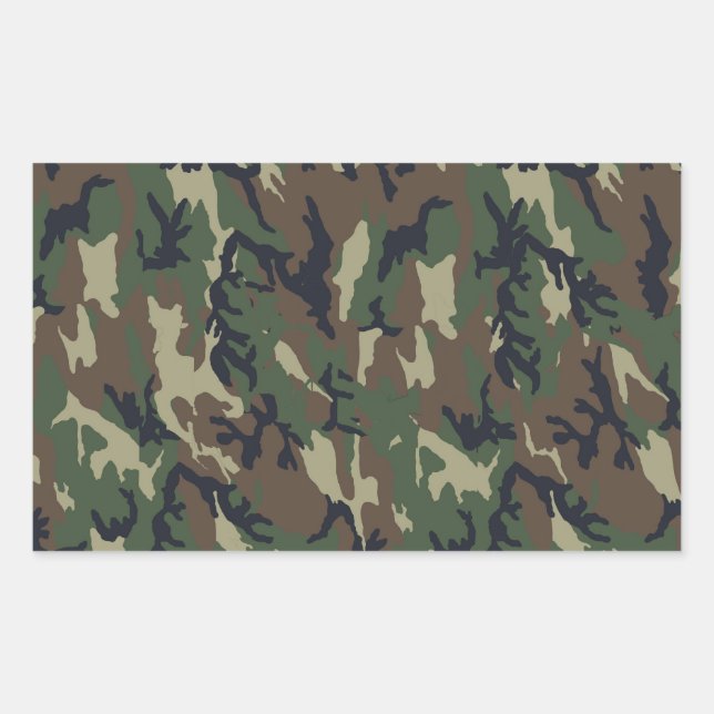 Pegatina Rectangular Fondo de Camuflaje Forestal Militar (Anverso)