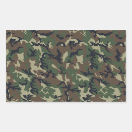 Pegatina Rectangular Fondo de Camuflaje Forestal Militar