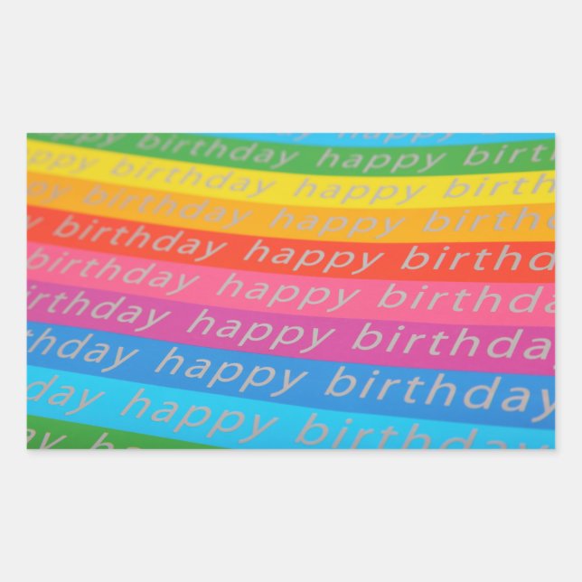 Pegatina Rectangular Fondo de Feliz Cumpleaños (Anverso)