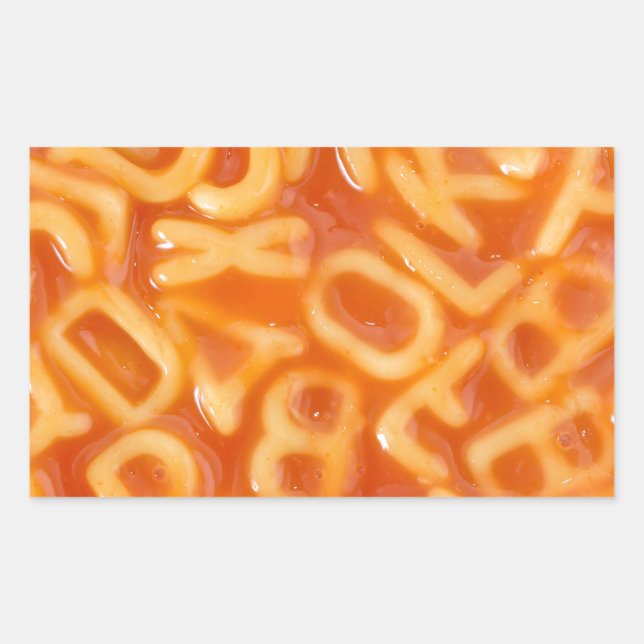 Pegatina Rectangular Fondo de los espagueti con forma de alfabeto (Anverso)