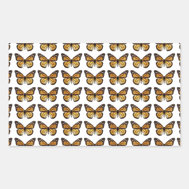 Pegatina Rectangular Fondo de múltiples mariposas monarcas (Anverso)