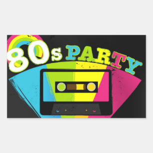 Pegatina Rectangular fondo del fiesta 80s