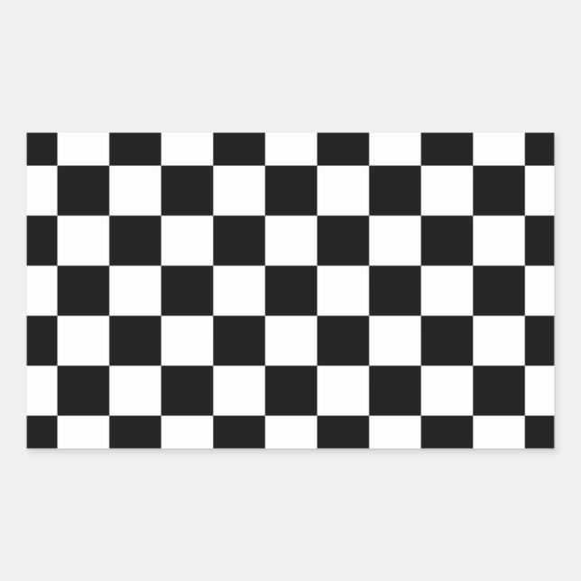 Pegatina Rectangular Fondo del tablero de cheques en blanco y negro (Anverso)