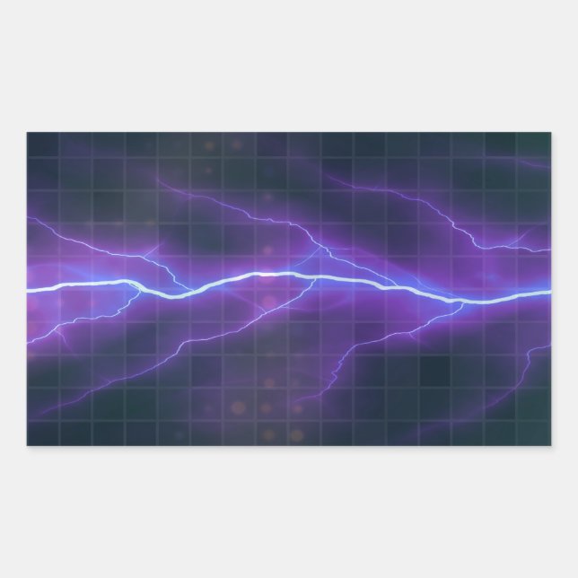 Pegatina Rectangular Fondo eléctrico Purple Lightning (Anverso)