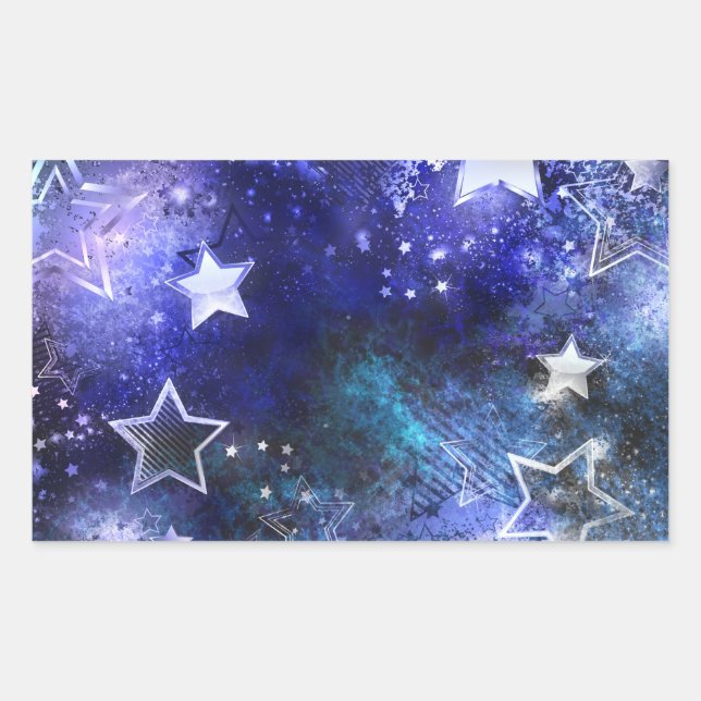Pegatina Rectangular Fondo espacial con estrellas (Anverso)