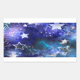 Pegatina Rectangular Fondo espacial con estrellas