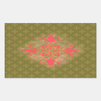 Pegatina Rectangular fondo floral adornado con musgo de oliva