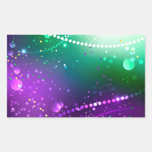 Pegatina Rectangular Fondo morado festivo Mardi Gras