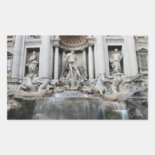 Pegatina Rectangular Fontana de Trevi Roma (Anverso)
