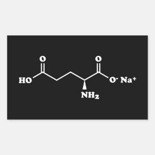 Pegatina Rectangular Fórmula química de la Molécula de glutamato monosó