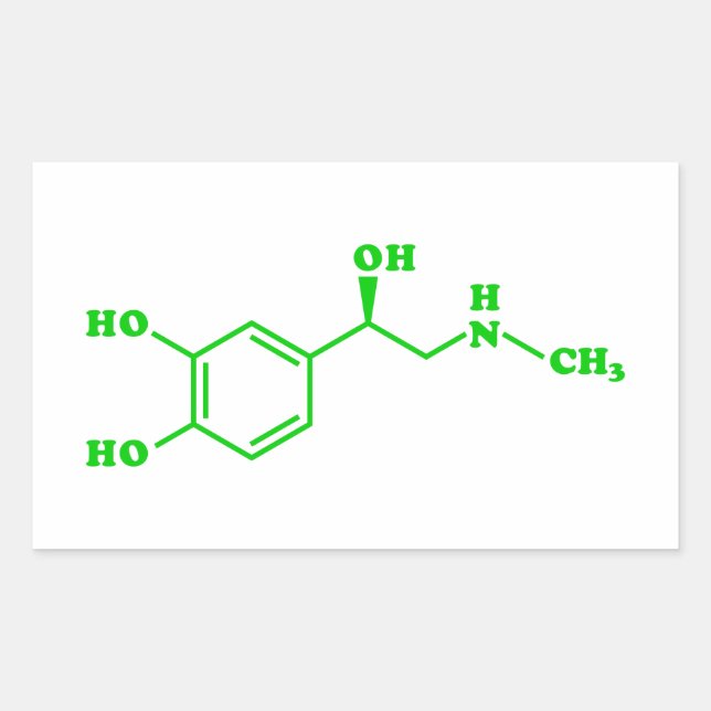 Pegatina Rectangular Fórmula Química Molecular Adrenalina (Anverso)