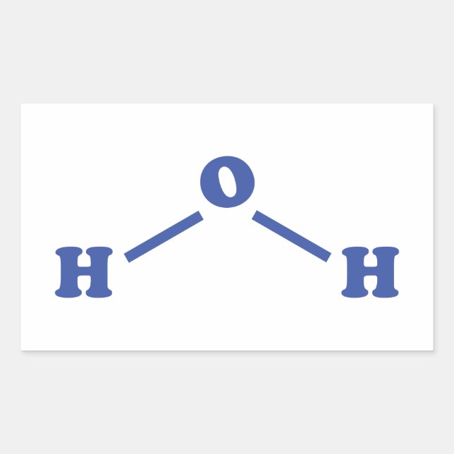Pegatina Rectangular Fórmula química molecular de agua (Anverso)