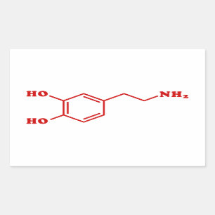 Pegatina Rectangular Fórmula química molecular de dopamina