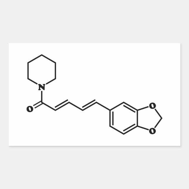 Pegatina Rectangular Fórmula química molecular de piperina de pimienta  (Anverso)