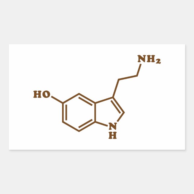 Pegatina Rectangular Fórmula química molecular de serotonina (Anverso)