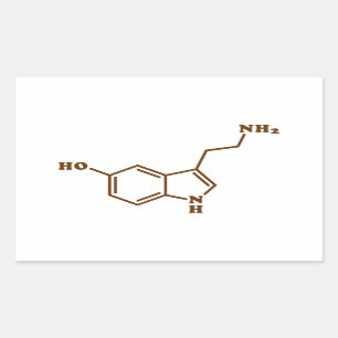 Pegatina Rectangular Fórmula química molecular de serotonina