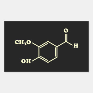 Pegatina Rectangular Fórmula química molecular de vainilla