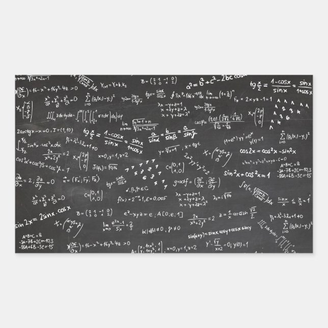 Pegatina Rectangular Fórmulas Y Números De Matemáticas De La Pizarra (Anverso)