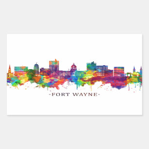 Pegatina Rectangular Fort Wayne Indiana Skyline