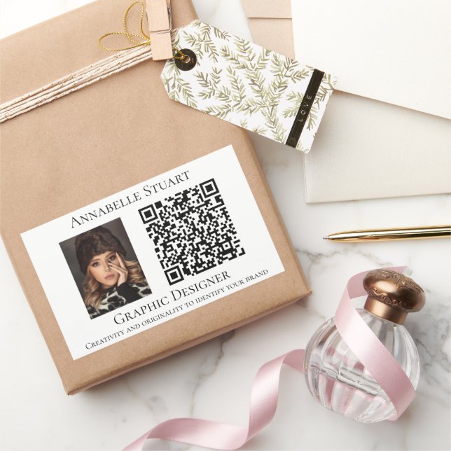 Pegatina Rectangular Foto código QR Empresa de negocios (Regalar)