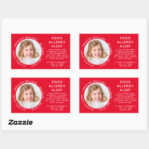 Pegatina Rectangular Foto de alerta de alergia a alimentos rojos