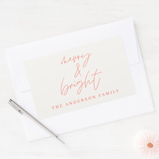 Pegatina Rectangular Foto de escritura moderna con alegres y brillantes (Sobre)