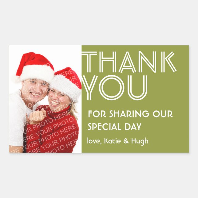 Pegatina Rectangular Foto de gran verde gracias fuera de la ciudad etiq (Anverso)