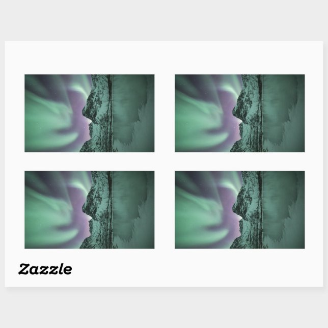 Pegatina Rectangular Foto de la naturaleza de las luces del norte (Hoja)