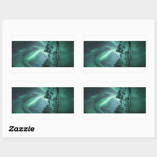 Pegatina Rectangular Foto de la naturaleza de las luces del norte