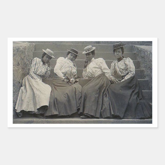 Pegatina Rectangular Foto de mujeres afroamericanas de antaño (Anverso)