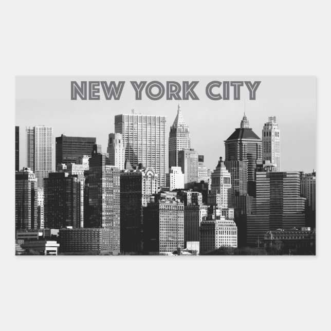Pegatina Rectangular Foto de New York City Lower Manhattan Pro (Anverso)